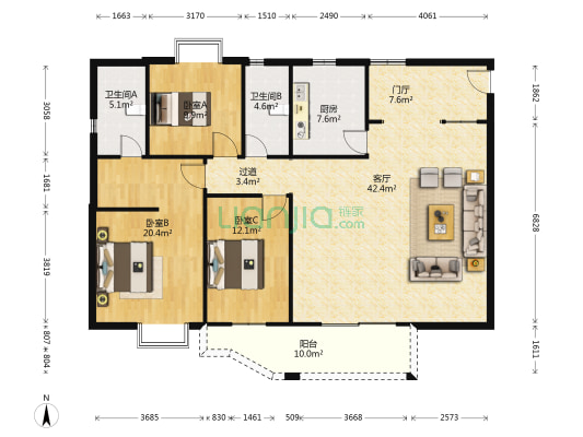 金河水岸二区 3室1厅2卫 151平方