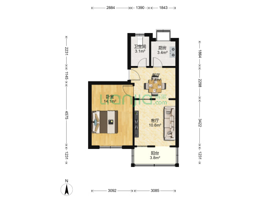 工商学校家属院 1室2厅1卫 59平方