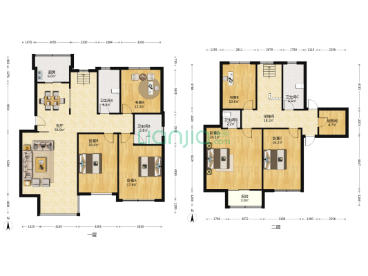 太湖国际花园 6室1厅4卫 140平方