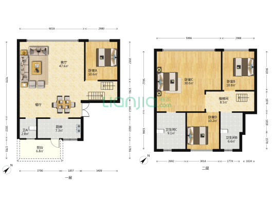 怡心半岛 4室1厅3卫 173平方