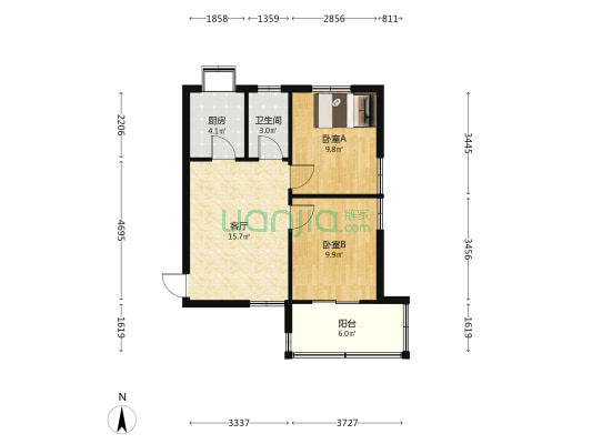 滏园新村2号院 2室1厅1卫 54平方