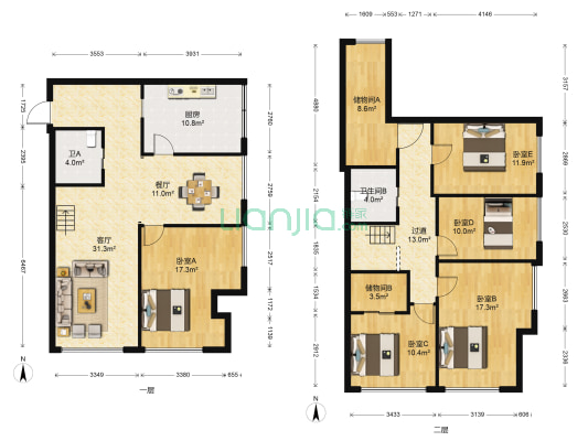 奥特莱斯 5室2厅2卫 111平方
