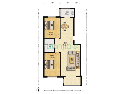 菁华邨 2室1厅1卫 97平方