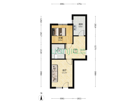碧桂园国风云著 1室1厅1卫 57平方