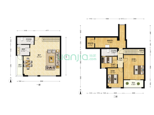 汇景新城中心 3室1厅2卫 89平方