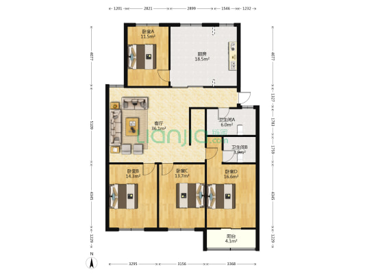 涌金花苑 4室1厅2卫 149平方