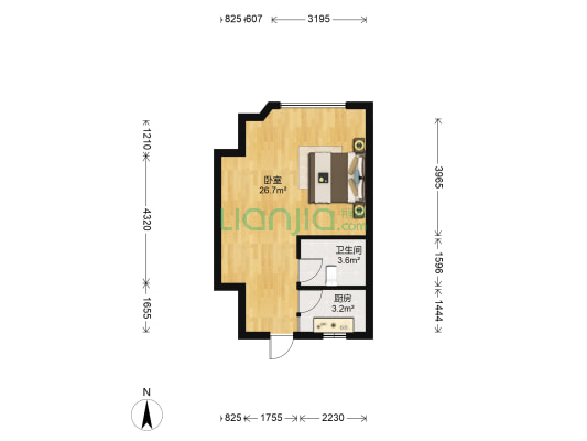 滨江丽景 1室0厅1卫 46平方