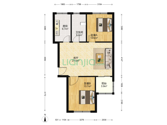 南湖家园北区 2室1厅1卫 100平方