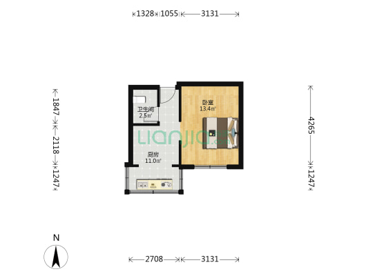 前进街 1室0厅1卫 33平方