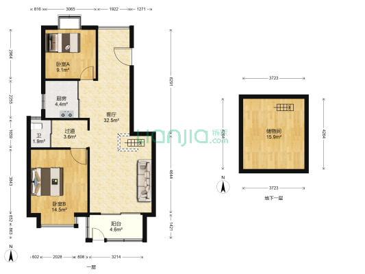 爱涛艺郡临枫 2室1厅1卫 101平方