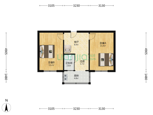 松山西小区 2室1厅1卫 61平方