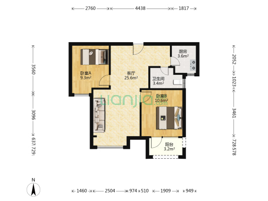 锦绣天地 2室1厅1卫 79平方