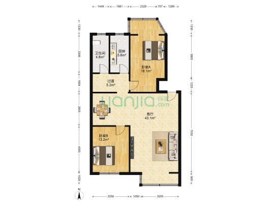 泰安荣锦花园 2室1厅1卫 111平方