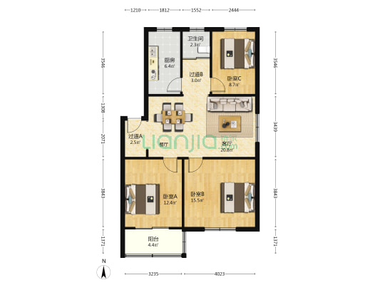 吴家洼 3室1厅1卫 93平方