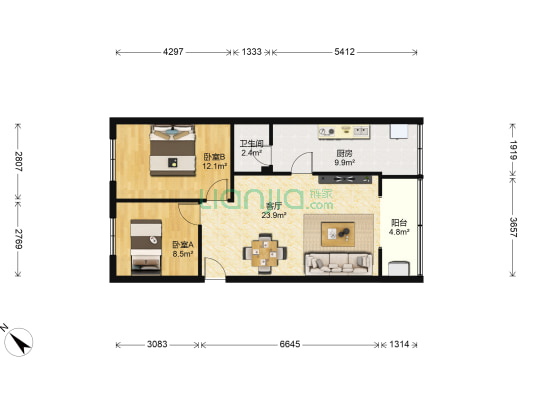 黄土小区 2室1厅1卫 79平方