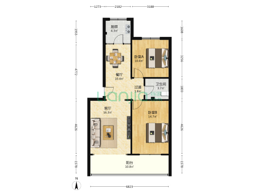 蔬菜公司家属院 2室2厅1卫 93平方
