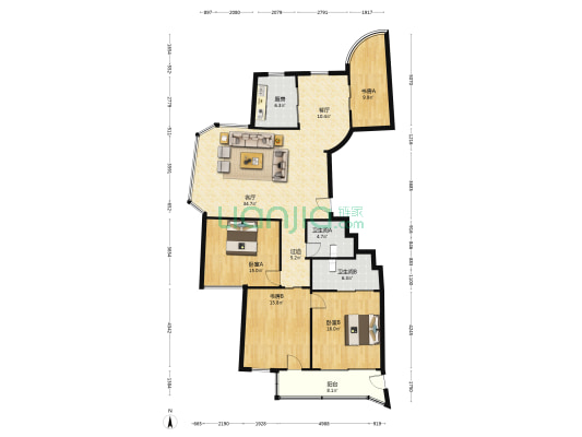 烟草大厦 4室2厅2卫 187平方
