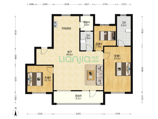 中海云麓公馆 3室1厅2卫 143平方
