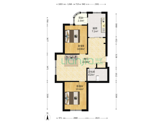 名贵山庄青年公寓 2室1厅1卫 69平方