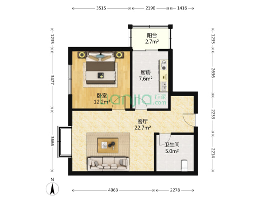 国际城名苑 1室1厅1卫 66平方