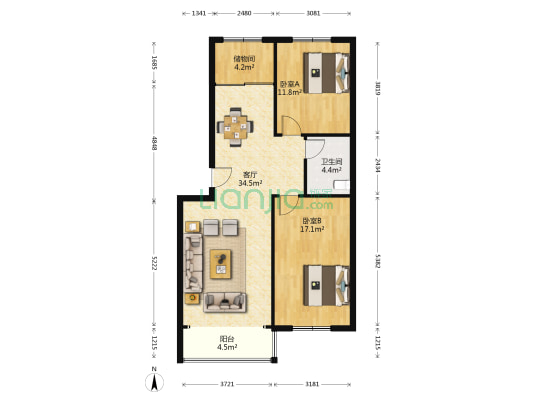 海宸雅园 2室1厅1卫 97平方