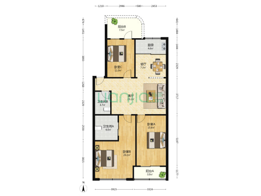 莲荷东路 3室2厅2卫 108平方