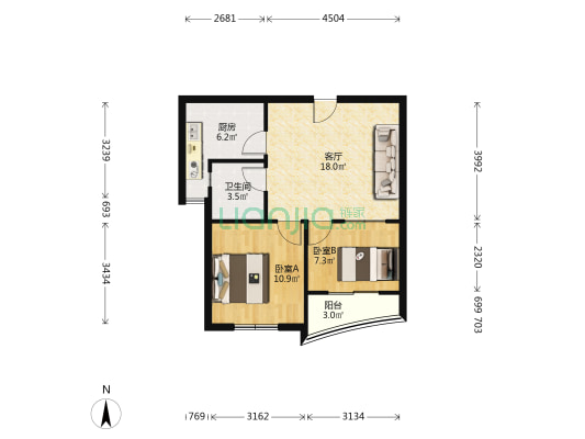 韵湖春晓 2室1厅1卫 60平方