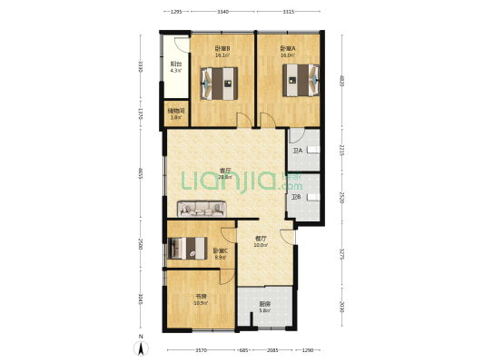 环河路185-194号 4室2厅2卫 140平方