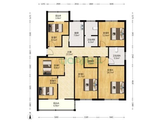 数码银座 6室0厅2卫 149平方