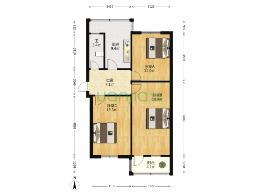 六一路电大家属院 3室0厅1卫 82平方