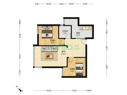 人居蜀澜峰荟 2室1厅1卫 67平方