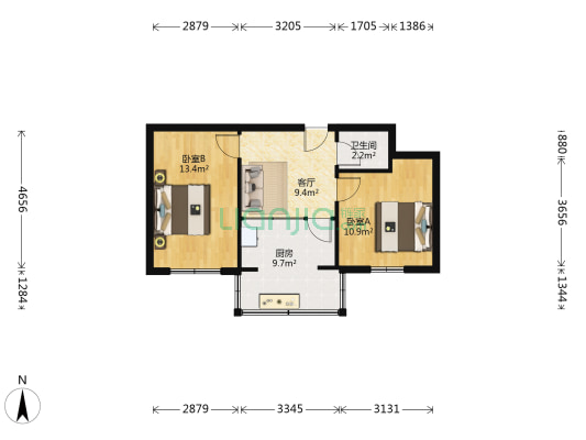 南小巷17号 2室1厅1卫 53平方