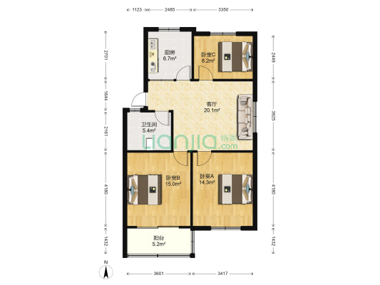 永兴中路 3室1厅1卫 98平方