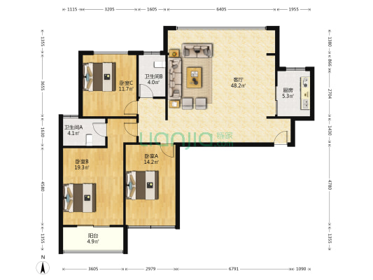 都市港湾 3室1厅2卫 130平方