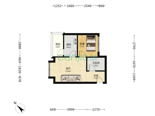 金藤小区 1室1厅1卫 45平方