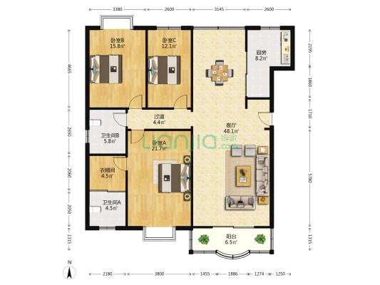 法院小区(武昌) 3室1厅2卫 157平方