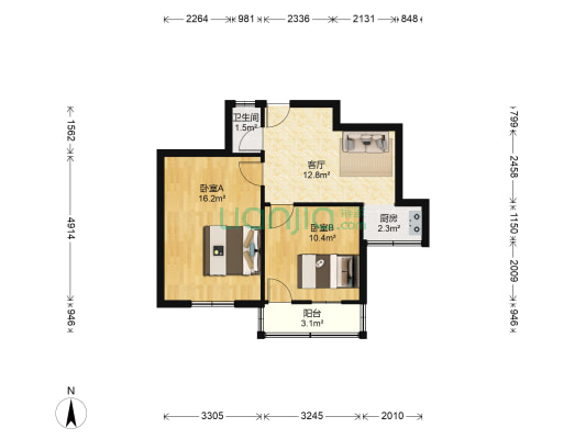 花山湾新村八区 2室1厅1卫 55平方