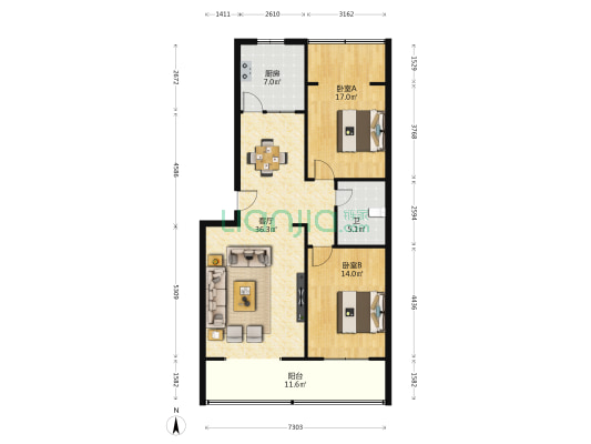 吐哈石油小区 2室1厅1卫 106平方