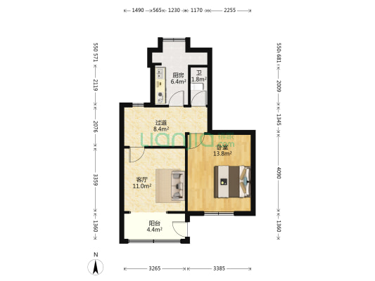 轻工设计院小区 1室1厅1卫 55平方