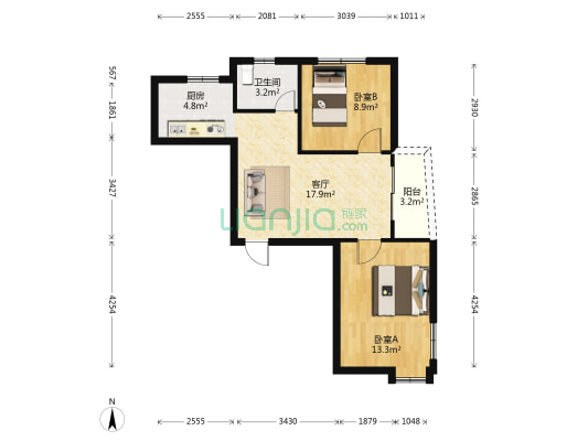 馨福公寓 2室1厅1卫 60平方