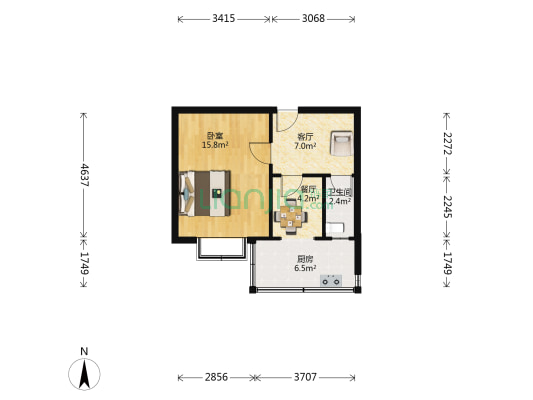 市民新村 1室2厅1卫 41平方