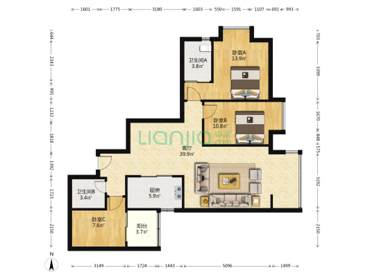 嘉兰轩 3室1厅2卫 117平方