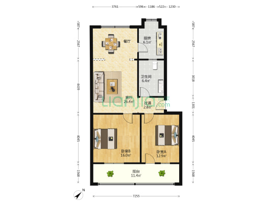 人民剧场家属院 2室1厅1卫 103平方
