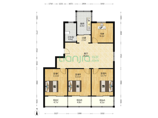 文隆里 4室1厅1卫 127平方
