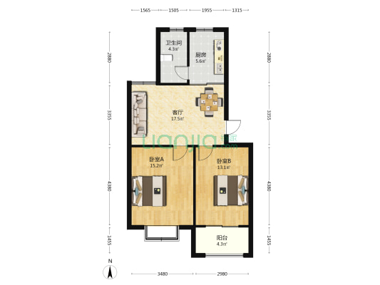 泰顺佳園 2室1厅1卫 77平方