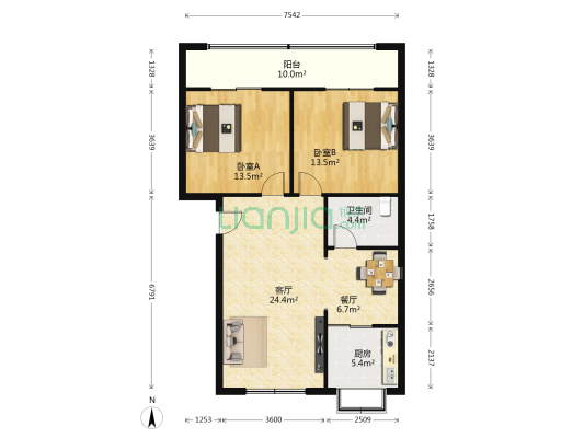 常家堡电信小区 2室2厅1卫 96平方