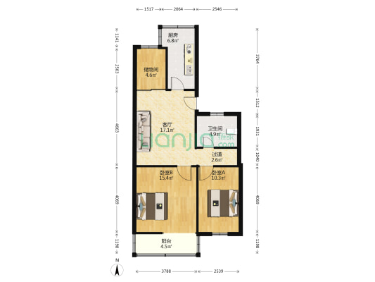 金龙公寓 2室1厅1卫 80平方