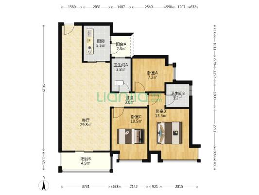 碧桂园蘭亭 3室1厅2卫 103平方