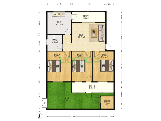 保元堂医药公司家属院 3室1厅1卫 115平方