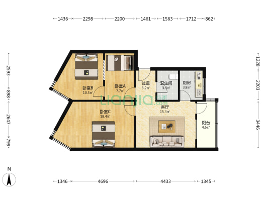 民政局家属楼 3室1厅1卫 88平方